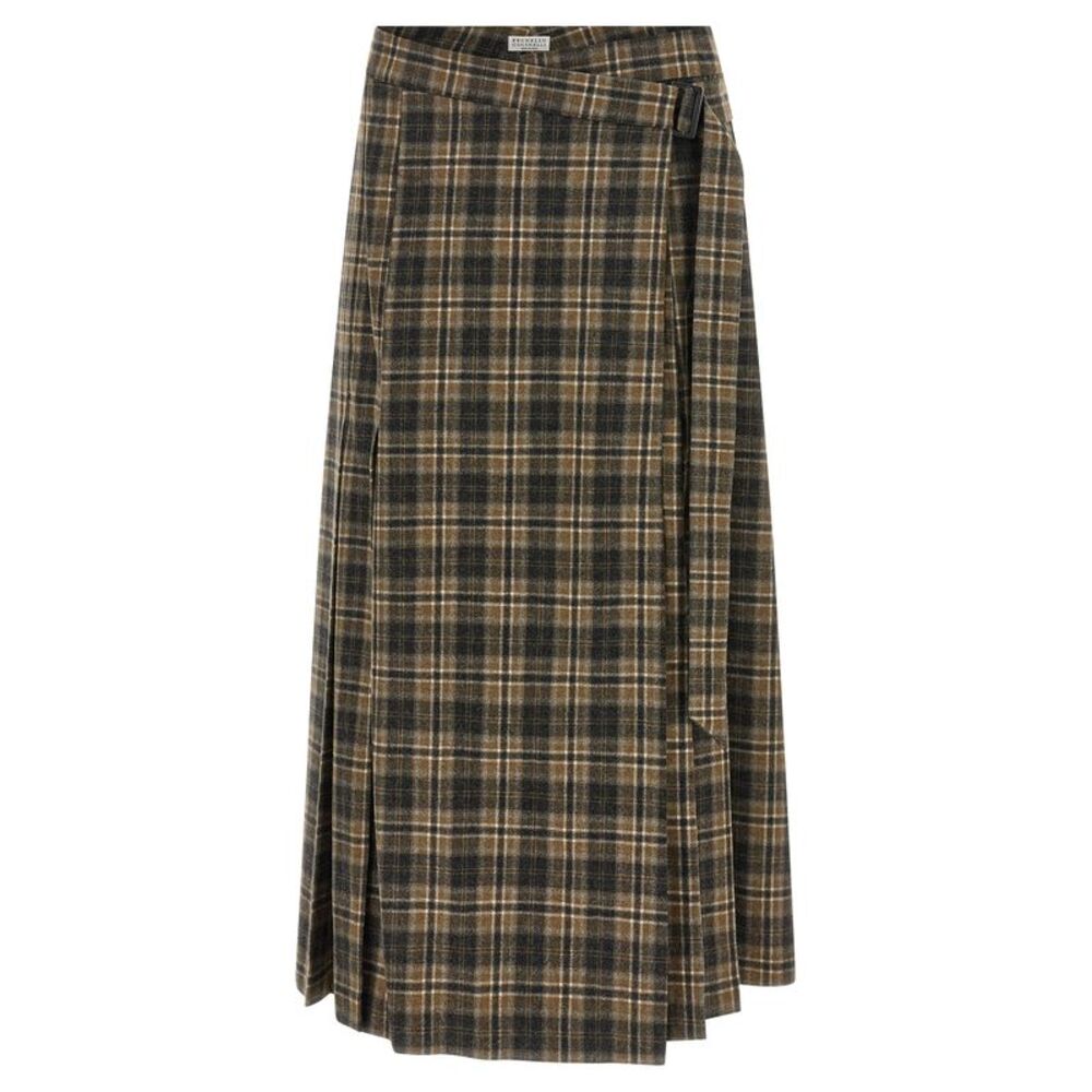 Brunello Cucinelli Brown Virgin Wool Mini Women's Skirt